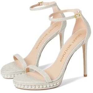Stuart Weiztman Nudistdisco Pearl Platform Heels-Gold Size 9M Women